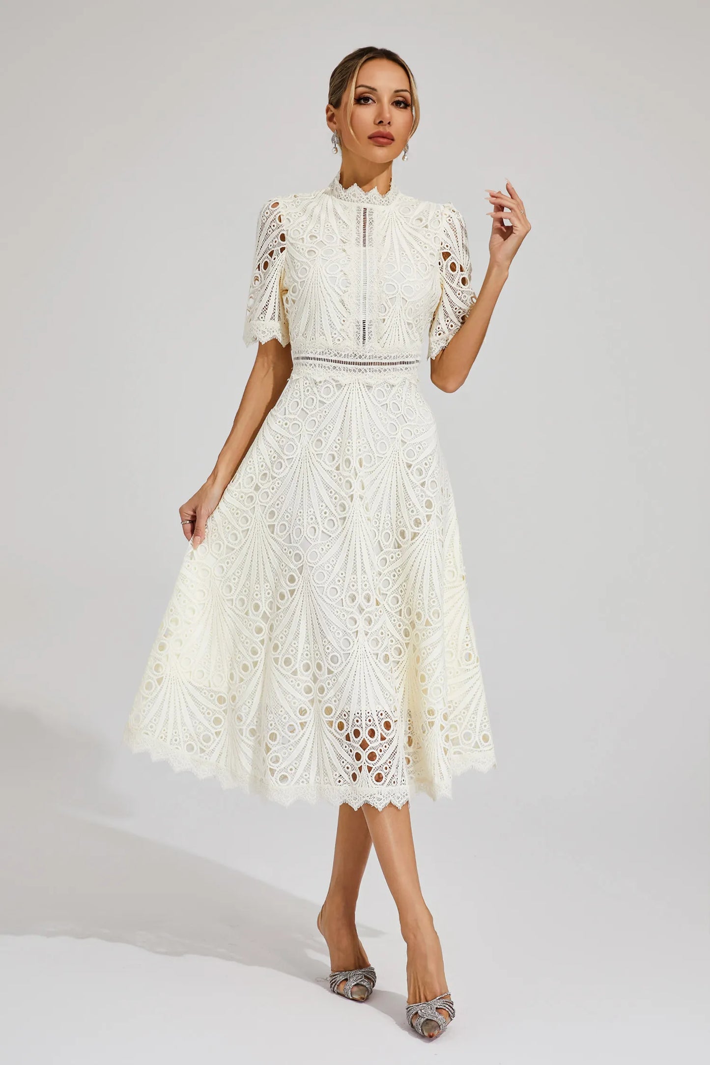 Elegant Lace Mid Length Women's Dress