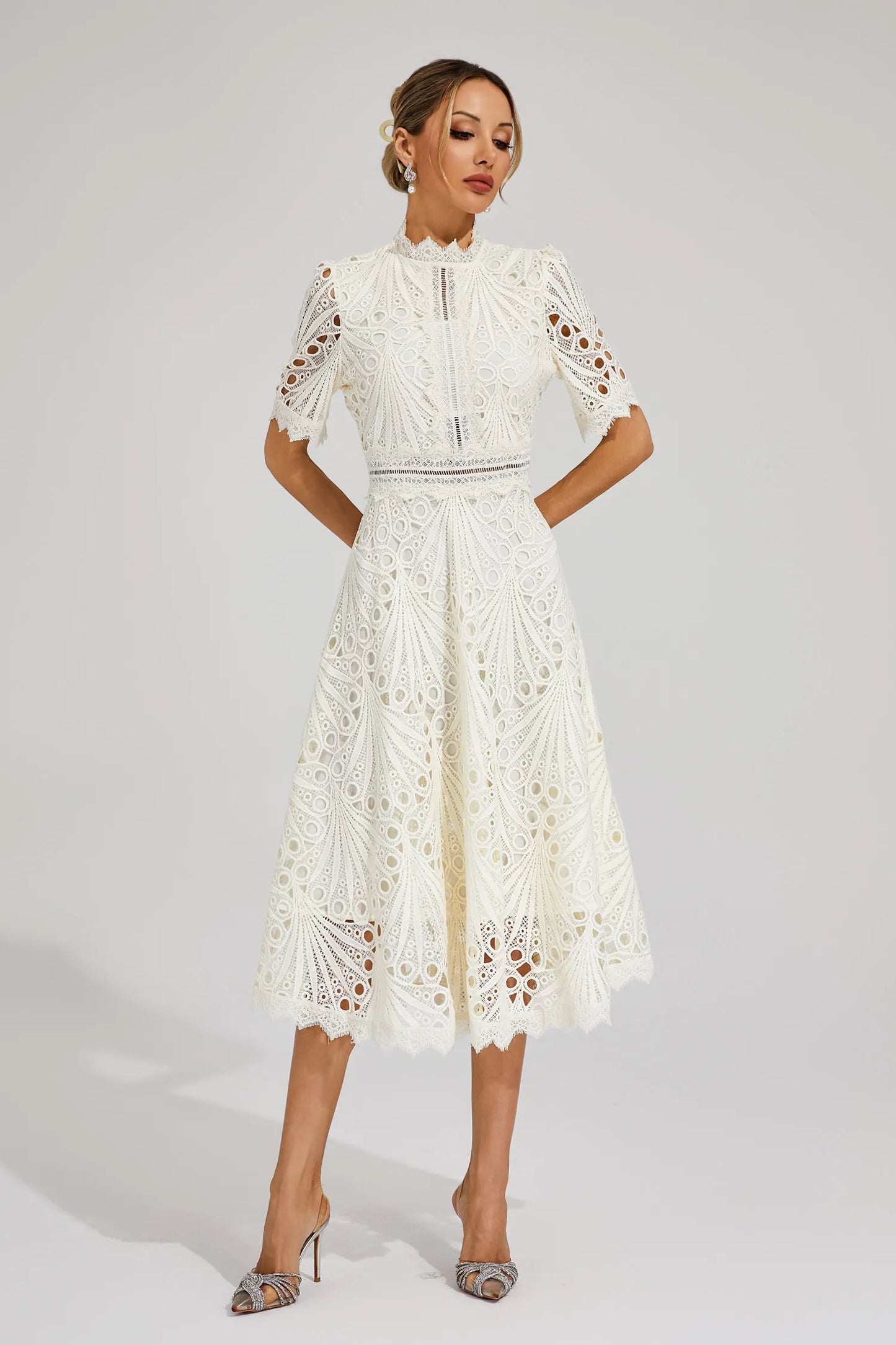 Women's Lace Midi Dress Elegant