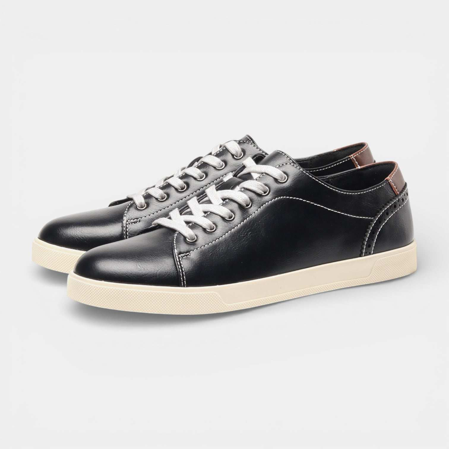 Men's Synthetic Leather Casual Sneakers Low Top Shoes - VibreMode