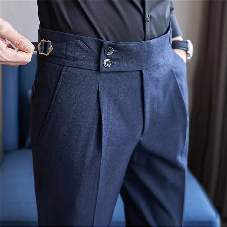 Men's Double Pleat High Waist Trousers