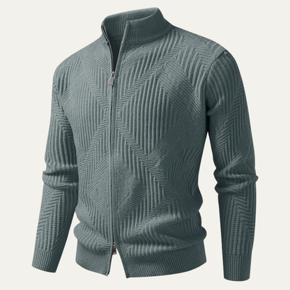 Men's Geometric Knit Zip Sweater