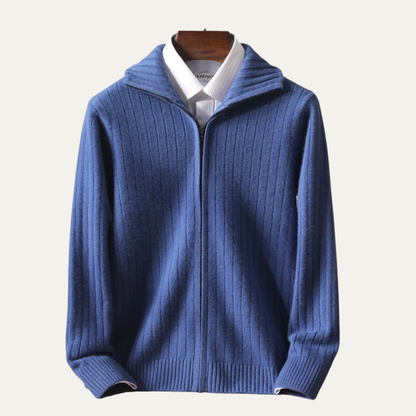 Men's Merino Wool Zip Cardigan Black