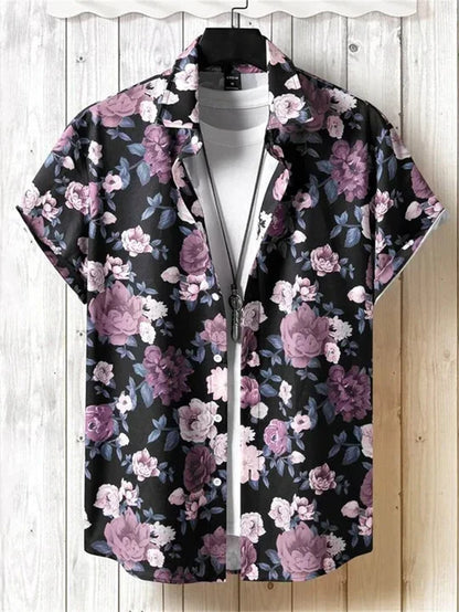 Men's Hawaiian Shirt 3D Flower Print Vibrant