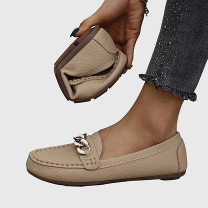 Comfortable Women's Slip On Loafers with Metallic Accent