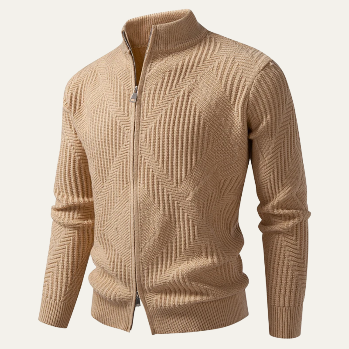Men's Geometric Knit Zip Sweater