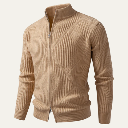Men's Geometric Knit Zip Sweater