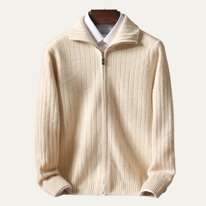 Men's Merino Wool Zip Cardigan Black