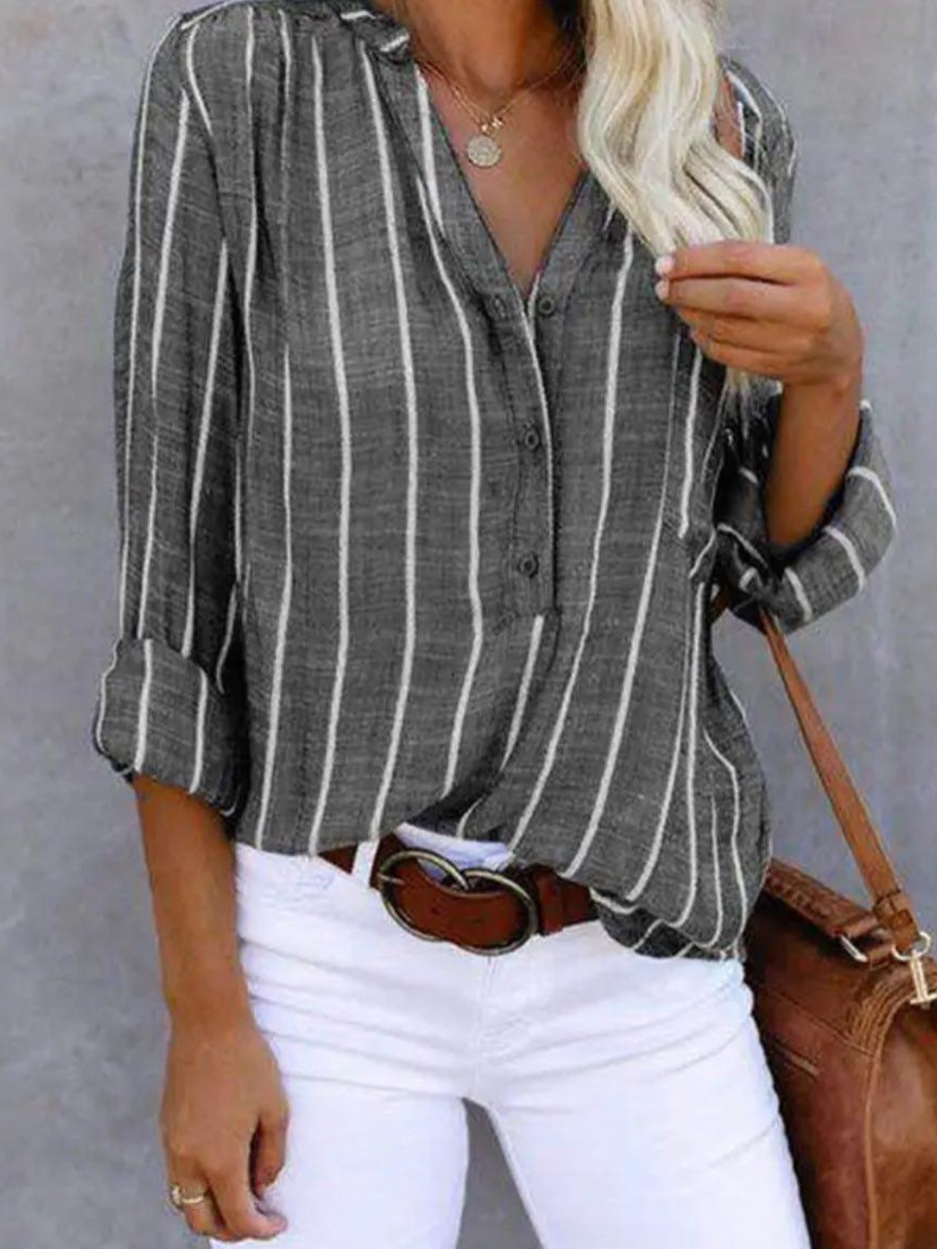 Women's Vertical Stripe Blouse - VibreMode