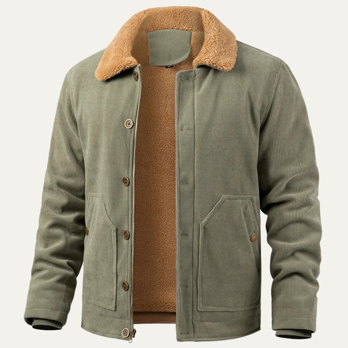 Men's Corduroy Sherpa Jacket Warm Winter Tan