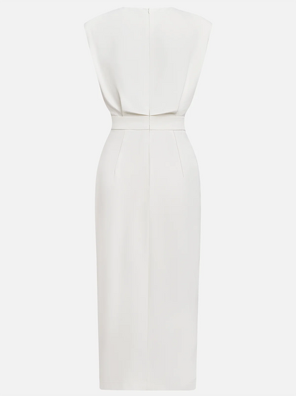 Elegant Ladies Cap Sleeveless Midi Dress