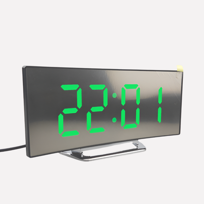 Curved Led Digital Alarm Clock Modern Style