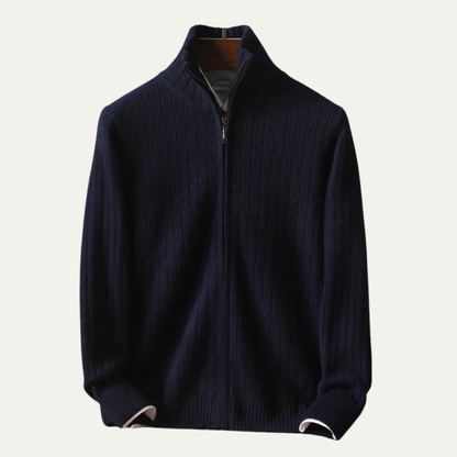 Men's Merino Wool Zip Cardigan Black