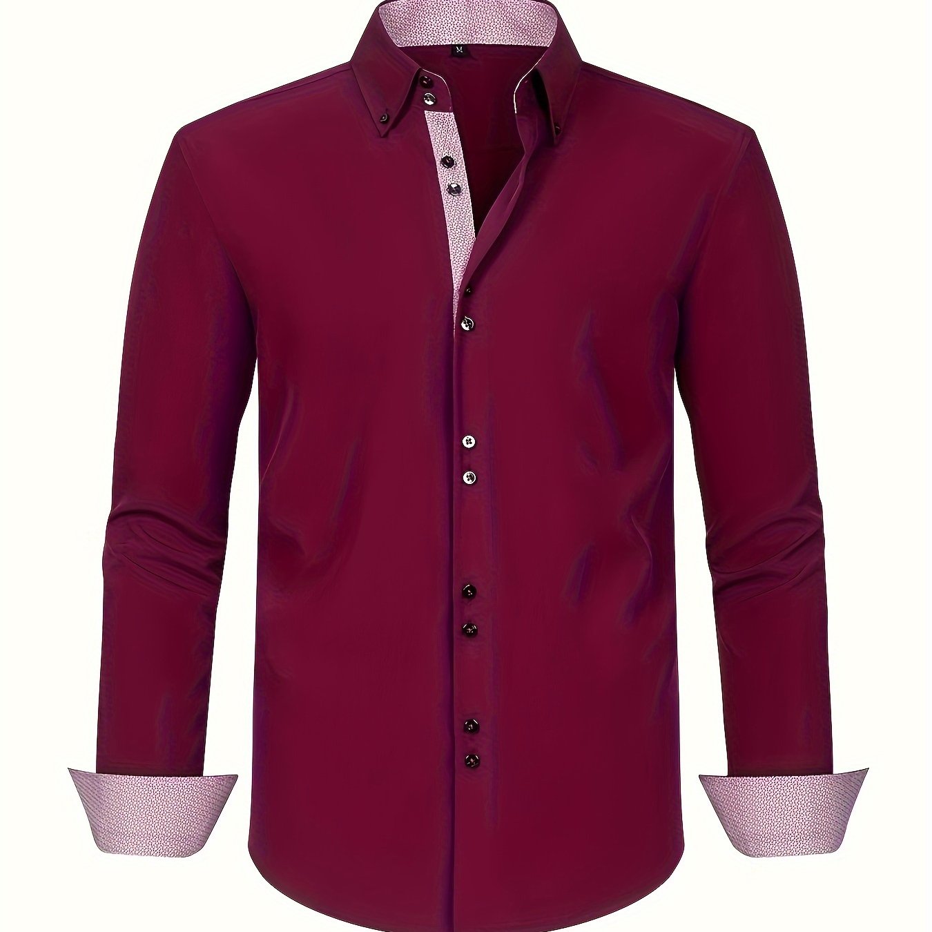 Men's Long Sleeve Button Down Shirt Contrast Trim