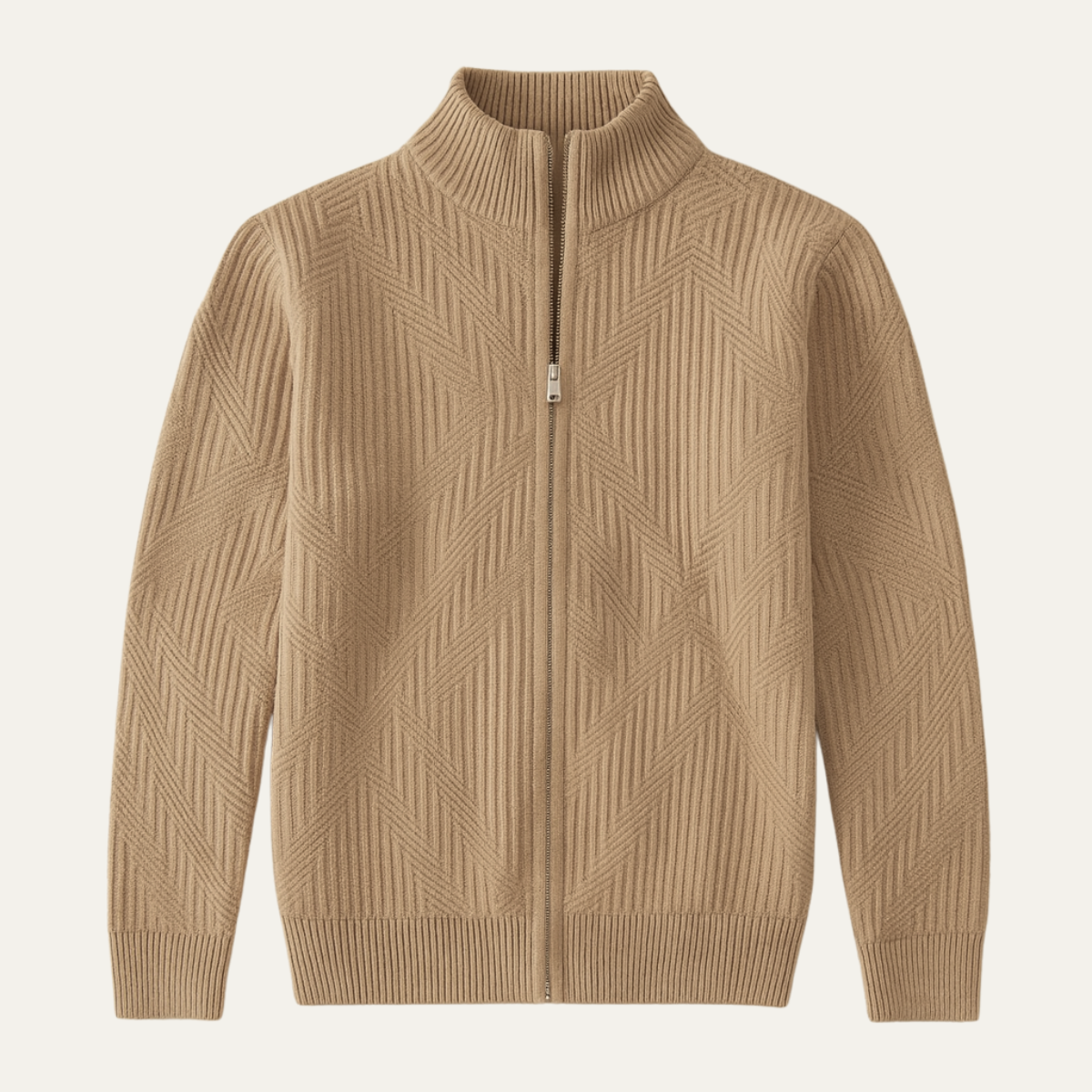 Men's Geometric Knit Zip Sweater - VibreMode