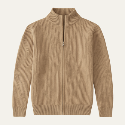 Men's Geometric Knit Zip Sweater - VibreMode
