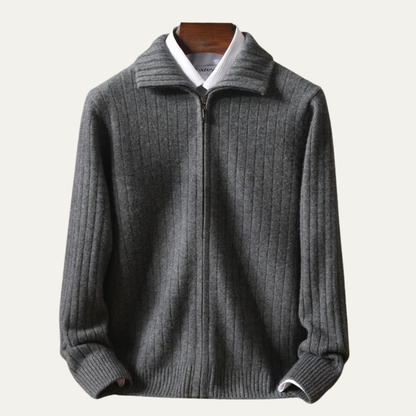 Men's Merino Wool Zip Cardigan Black