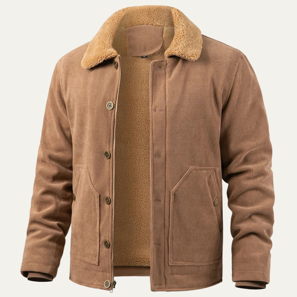 Men's Corduroy Sherpa Jacket Warm Winter Tan