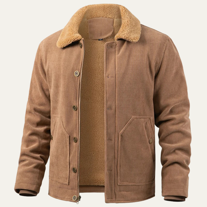 Men's Corduroy Sherpa Jacket Warm Winter Tan