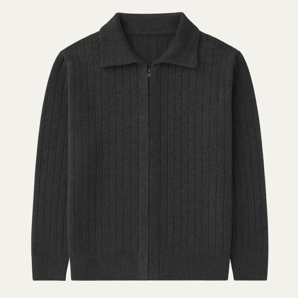 Men's Merino Wool Zip Cardigan Black - VibreMode