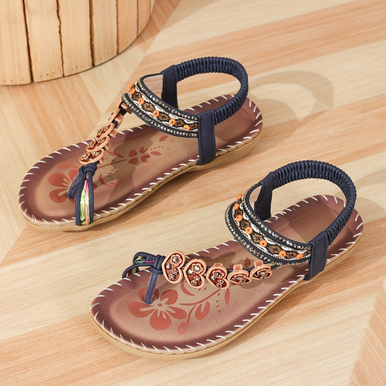 Chic Ladies Beaded Flat Sandals