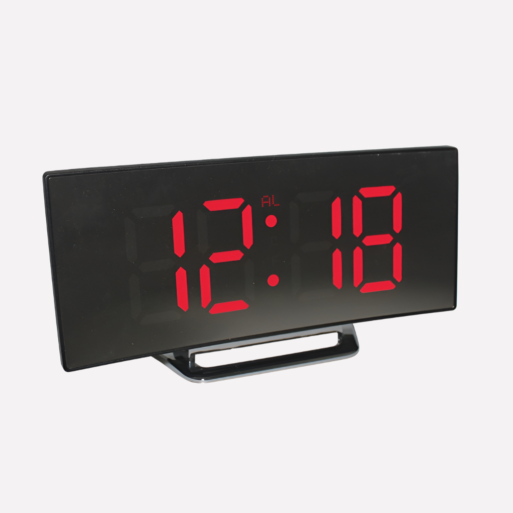 Curved Led Digital Alarm Clock Modern Style - VibreMode