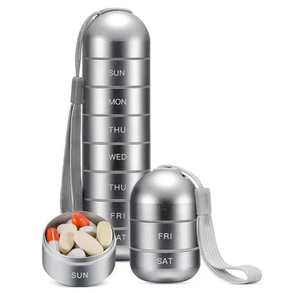 Aluminum Portable Pill Box 7 Day