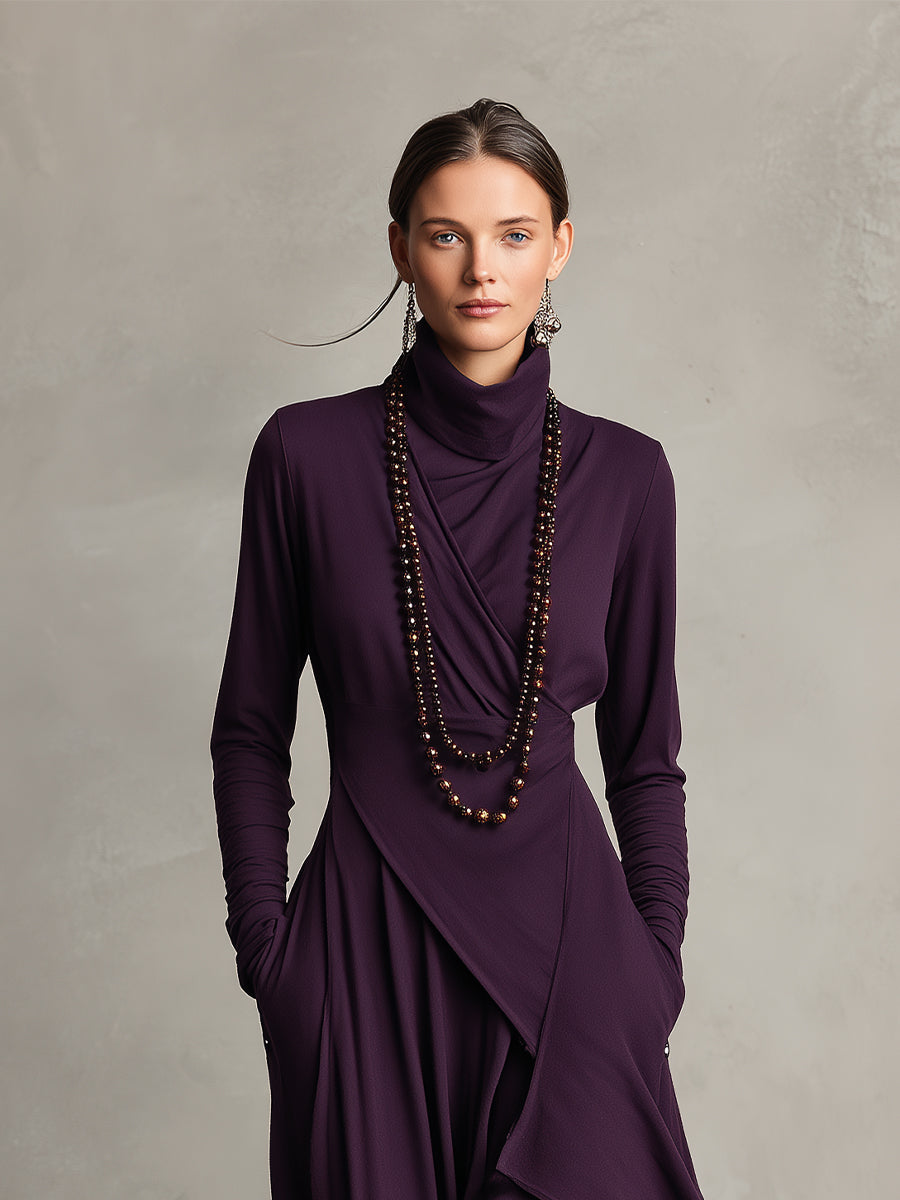Cozy Crew Neck Knee Length Dress