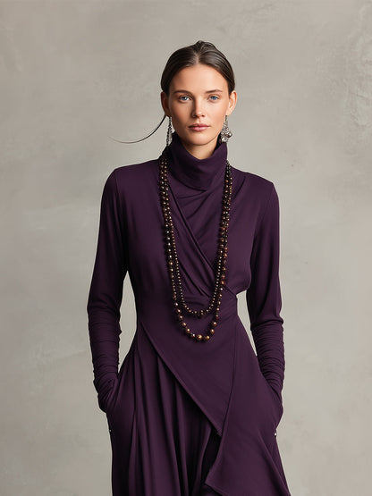 Cozy Crew Neck Knee Length Dress