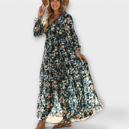 Lovely Floral Long Sleeve Maxi Dress