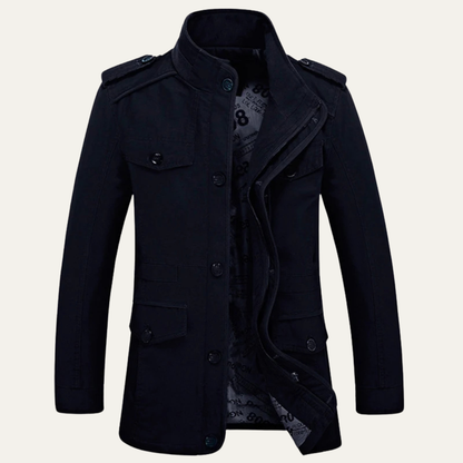 Mens Casual Trench Coat Long Military Style Jacket
