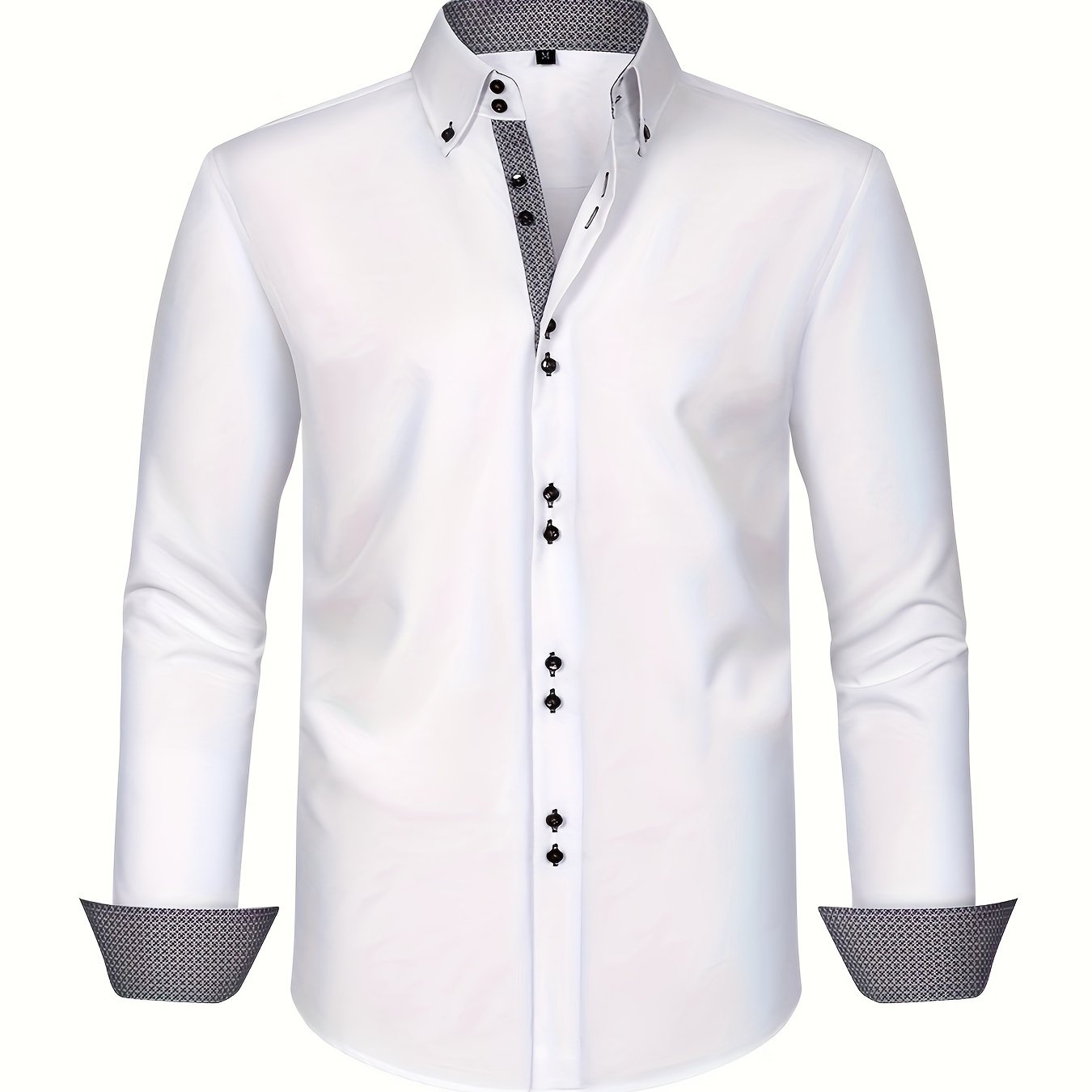 Men's Long Sleeve Button Down Shirt Contrast Trim