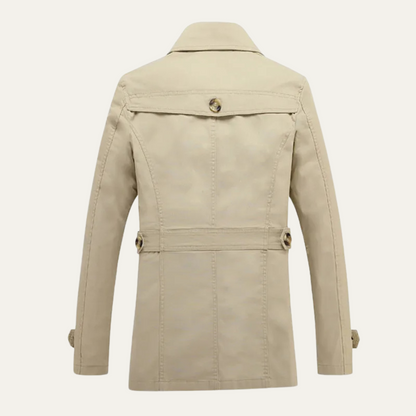 Men's Double Breasted Trench Coat Classic Wool