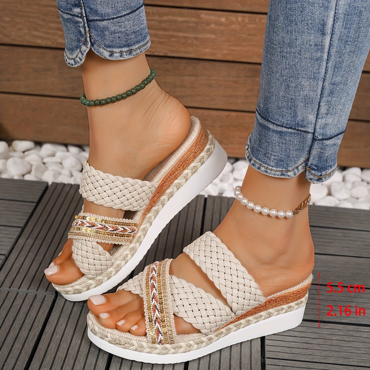 Women's Woven Slip On Sandals