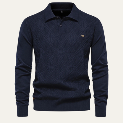 Kensington Men's Polo Sweater Diamond Knit - VibreMode