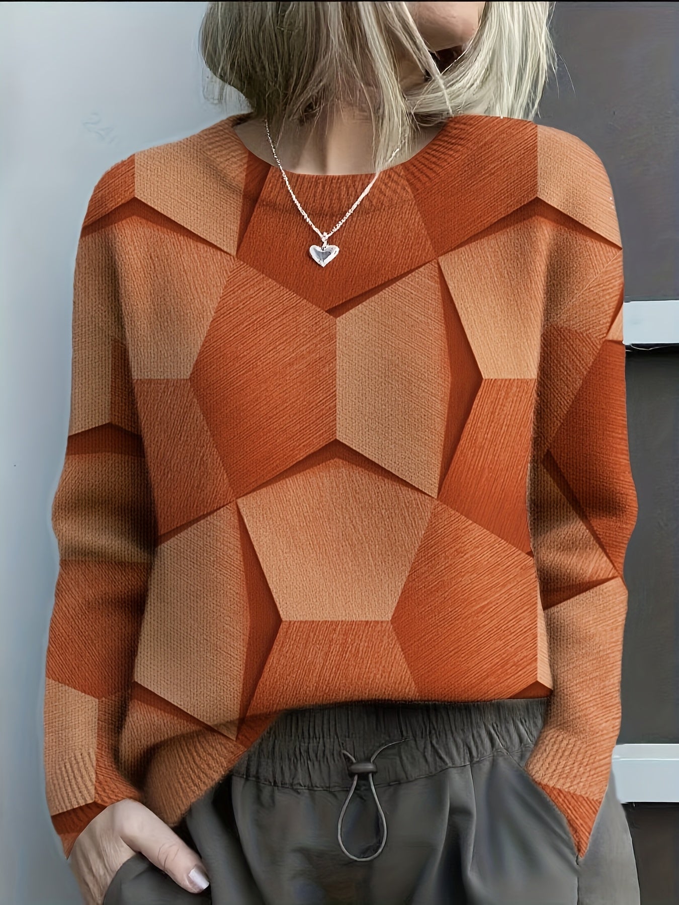 Women's Geometric Sweater Long Sleeve - VibreMode