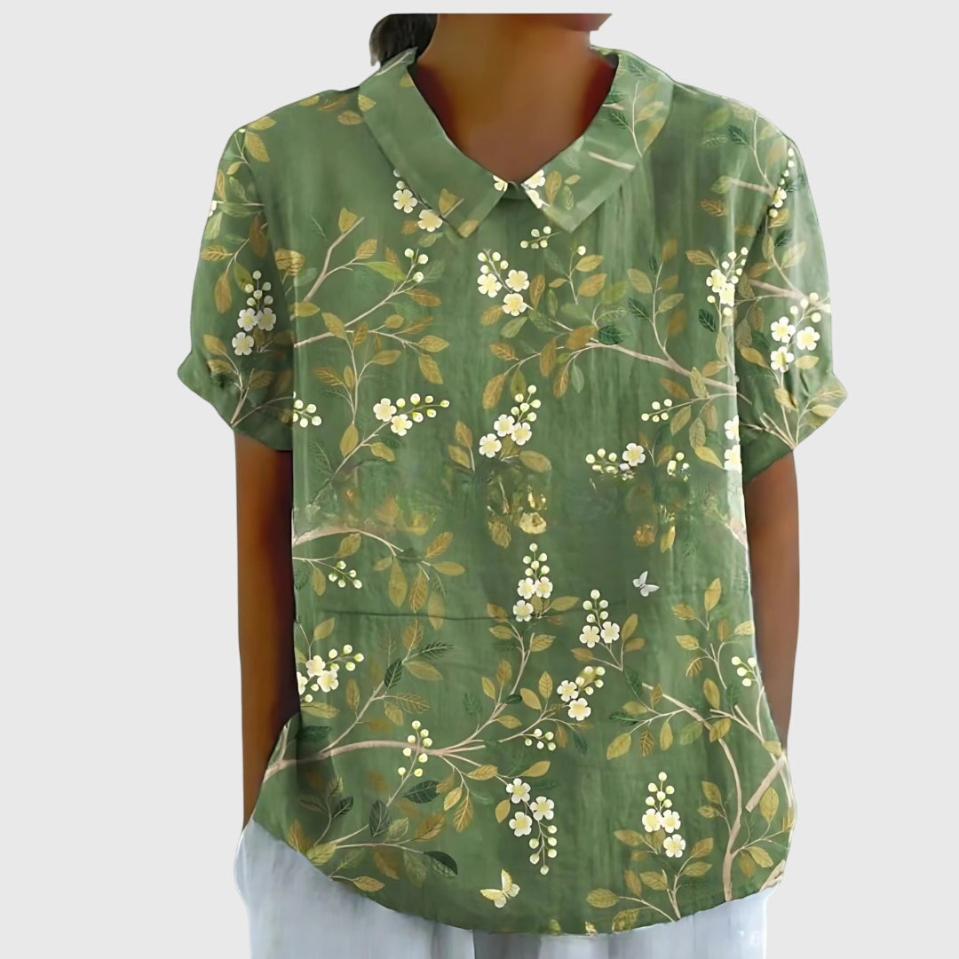 Pretty Floral Short Sleeve Women's Blouse