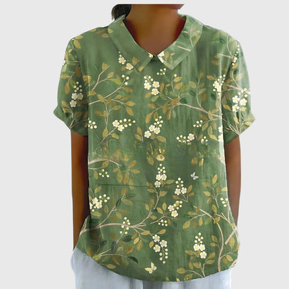 Pretty Floral Short Sleeve Women's Blouse