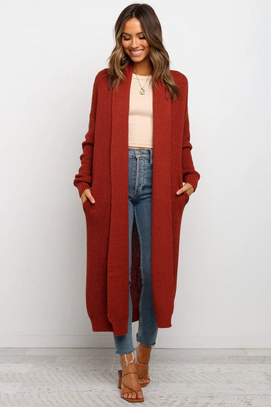 Women's Longline Cardigan Soft Knit Open Front Ribbed Cuffs - VibreMode