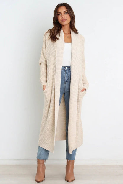 Women's Longline Cardigan Soft Knit Open Front Ribbed Cuffs