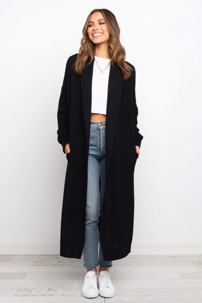 Women's Longline Cardigan Soft Knit Open Front Ribbed Cuffs