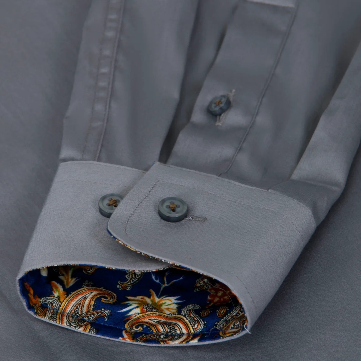 Men's Cotton Satin Dress Shirt Long Sleeve Gray