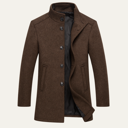 Men's Wool Blend Button Up Coat Warm Lining - VibreMode