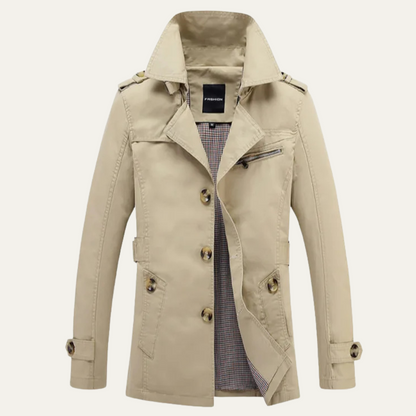 Men's Double Breasted Trench Coat Classic Wool - VibreMode