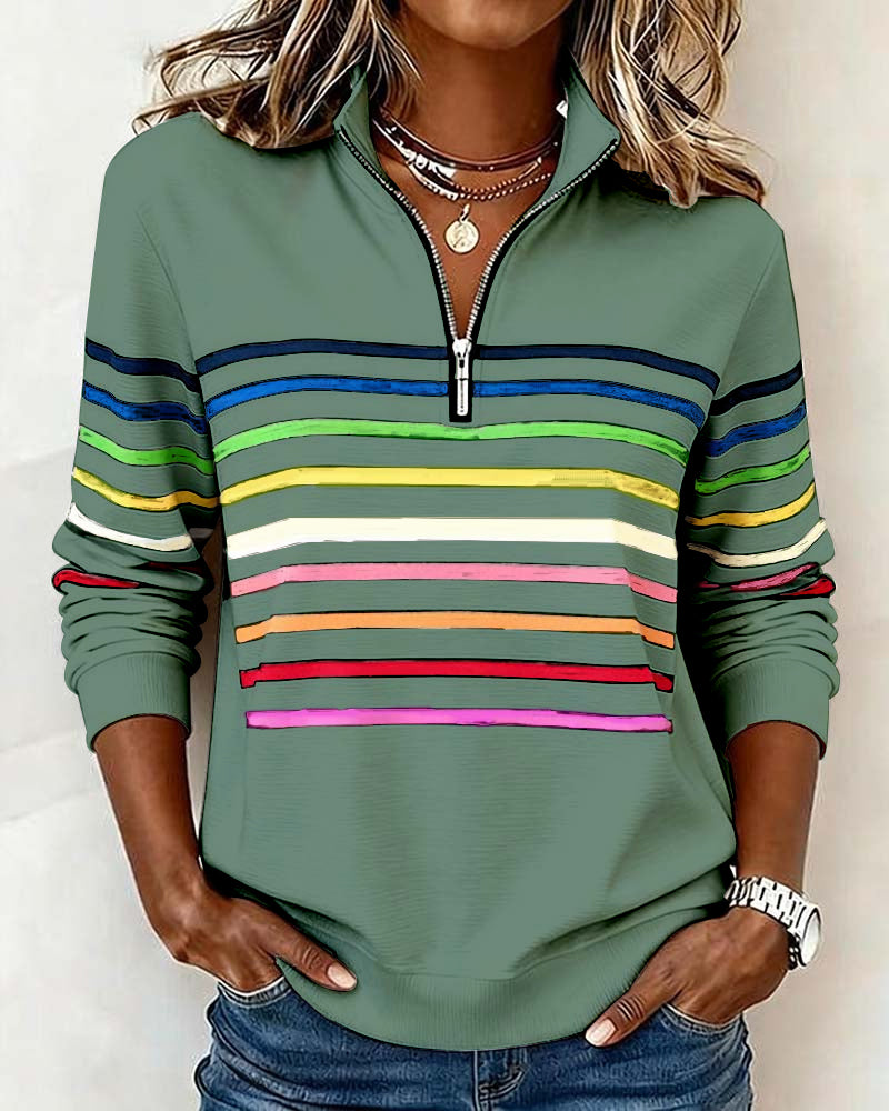 Women's Crew Neck Sweatshirt Ribbed Hem