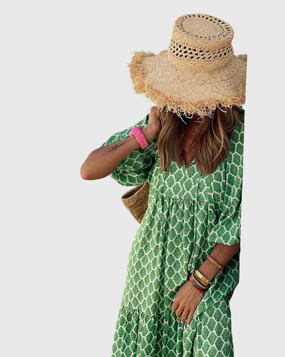 Floral Print Long Summer Dress For Ladies