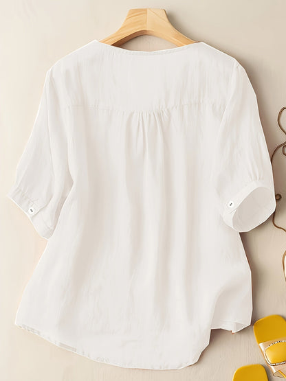 Women's Relaxed Fit Embroidered Tunic Blouse
