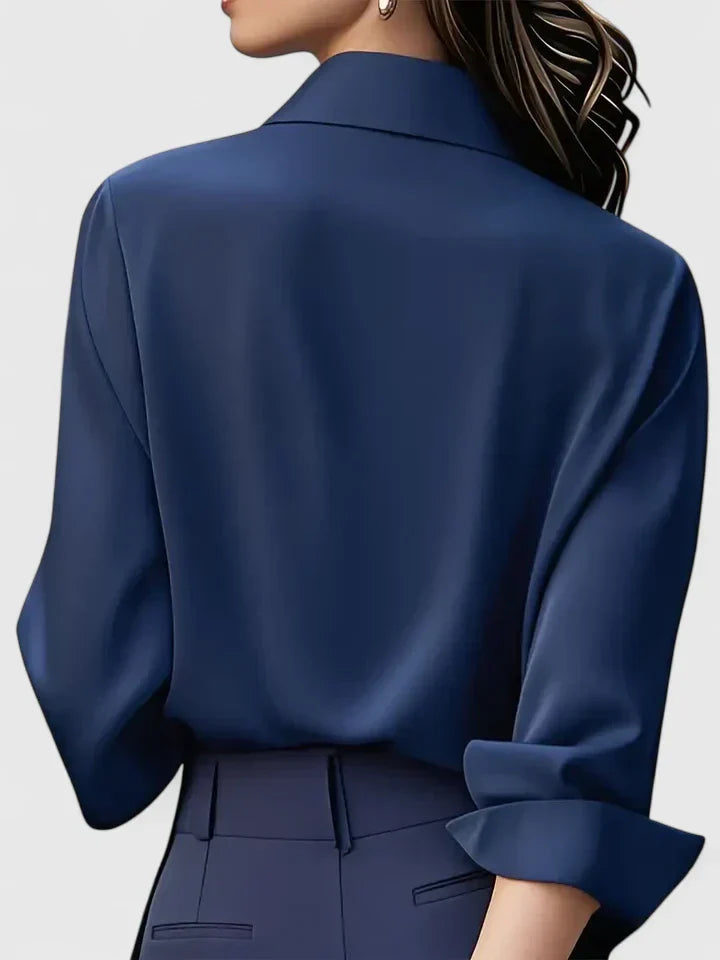 Classy Ladies Button Front Blouse with Hidden Buttons