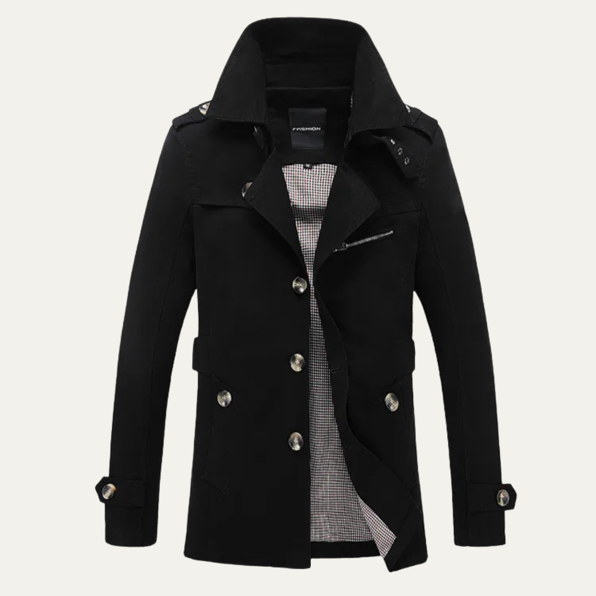 Men's Double Breasted Trench Coat Classic Wool