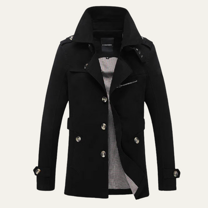 Men's Double Breasted Trench Coat Classic Wool