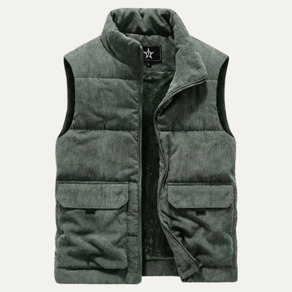 Men's Padded Puffer Vest Corduroy Warm Silverhill
